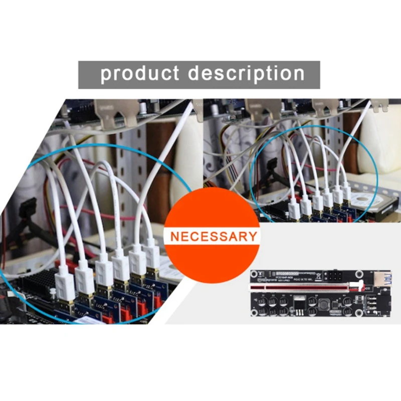 

6Pcs V011pro PCIE Riser PCI Express 1X To 16X GPU Riser Card USB 3.0 Extension Cable 10 Solid Capacitors For BTC Miner