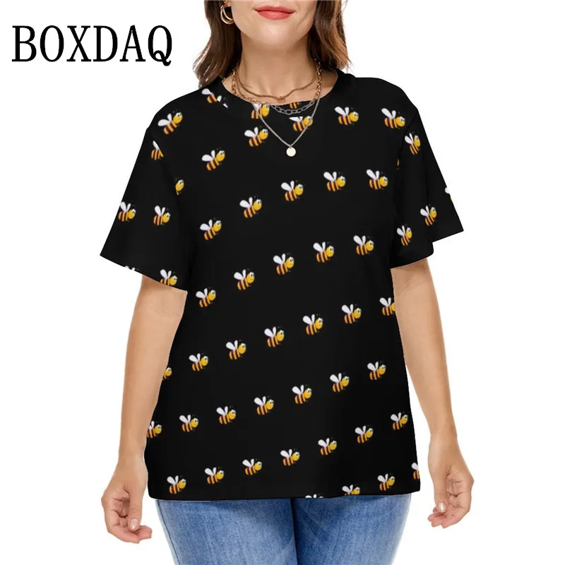 

Модные милые футболки с изображением шмелей, женские черные футболки с принтом забавной пчелы, базовая футболка с короткими рукавами в стил...