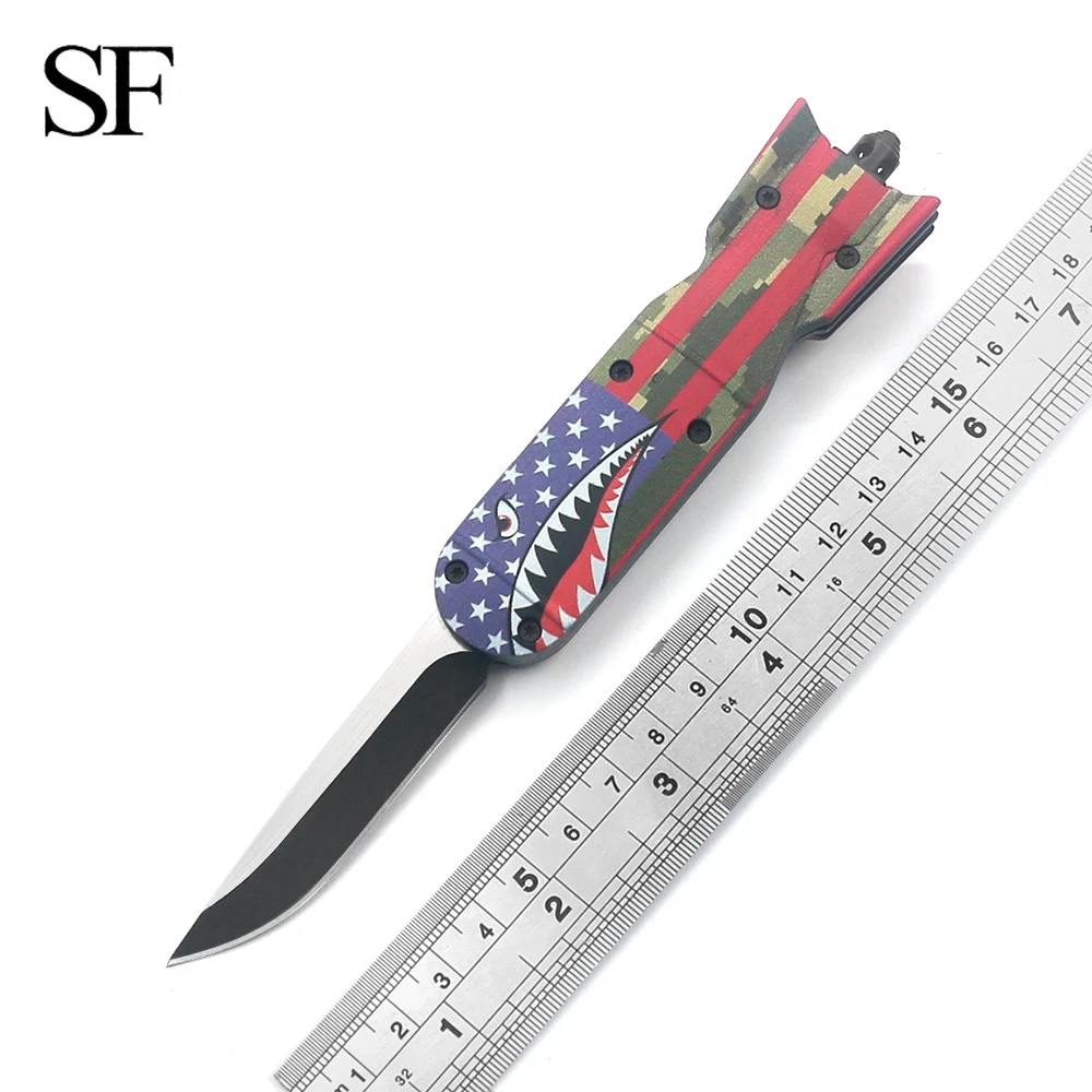 

Heavy Duty 440 Folding Blade Tactical Military Pocket Self-Defense Knife EDC Survival Tool American Flag Pattern
