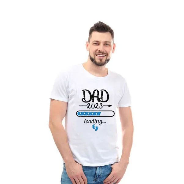 

2023 New Cute Dad +Mom+ Baby Printed Couple Maternity T-Shirt Pregnancy Announcement Shirt Couple Pregnant Tshirt Clothes