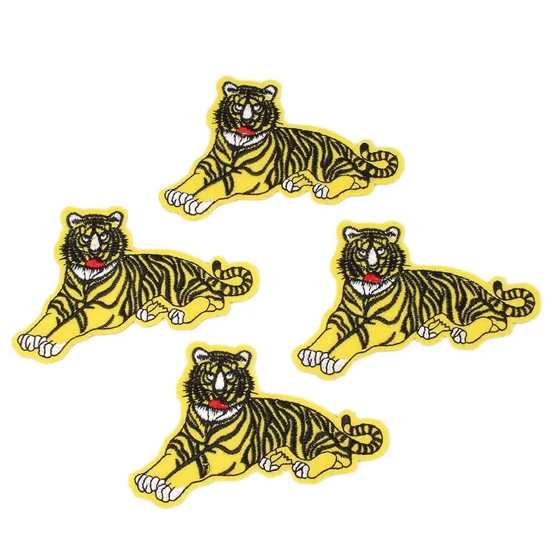 10pcs/lot Lifelike Tiger Patches Iron On Sew On Animal Stickers for Jeans Bags Coat Shoes DIY Boy Man Garments Appliques Badge