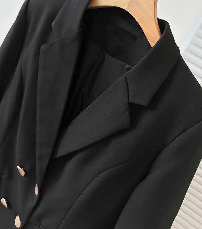 Женский двубортный пиджак и брюки элегантный деловой костюм из двух предметов