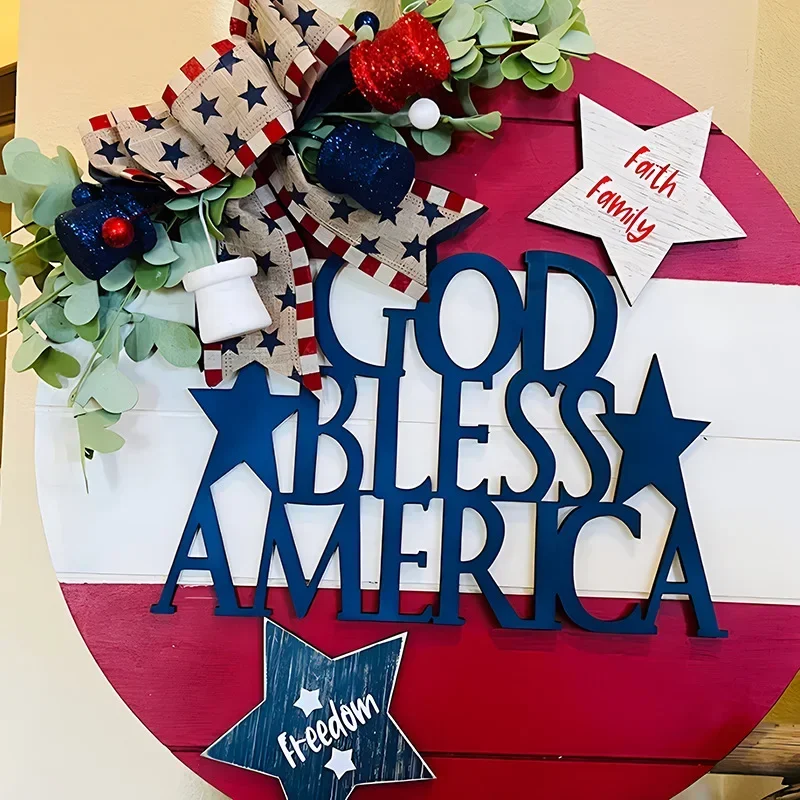 Деревянная дверная тарелка на День Независимости украшение для дома подвеска