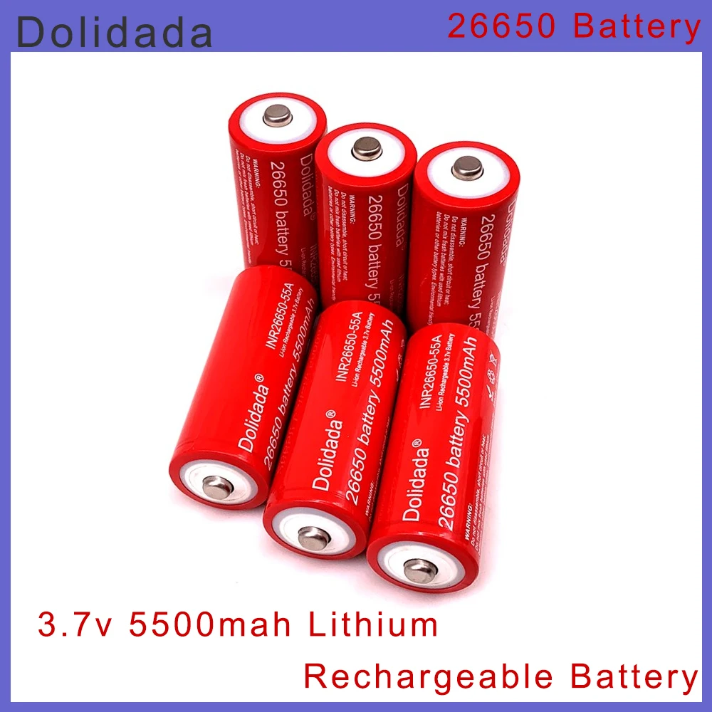 

Литиевая перезаряжаемая батарея 26650 3,7 в 5500 мАч без печатной платы очень подходит для фонарика или других электронных устройств