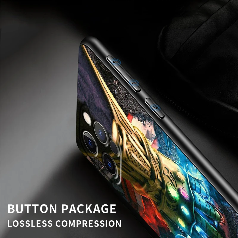 Marvel Spiderman Thanos Man for Apple iPhone 14 13 12 Mini 11 XS Pro Max X XR 8 7 6 Plus SE 2020 Black TPU Phone Case Funda Capa