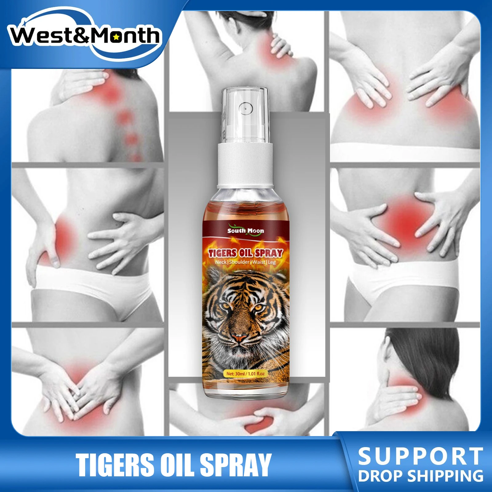 

Tiger Oil Spray Relieves Joint Muscle Pain Chinese Medicine Treat Rheumatism Bruises Swelling Stasis Neck and Lumbar Pain Spray