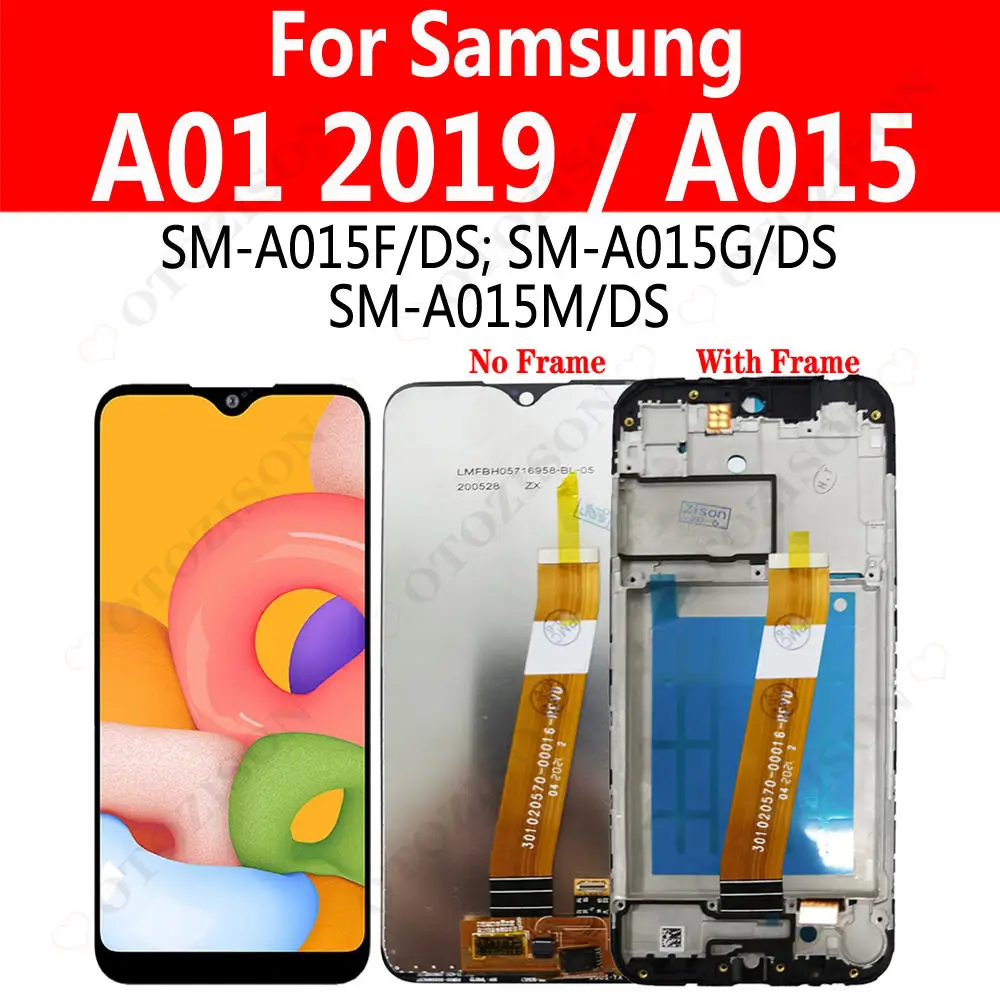 Дисплей 5,7 дюйма A015 для SAMSUNG Galaxy A01 2019, ЖК-дисплей с рамкой SM-A015F/DS A015G A015M A015, сенсорный экран с цифровым преобразователем в сборе