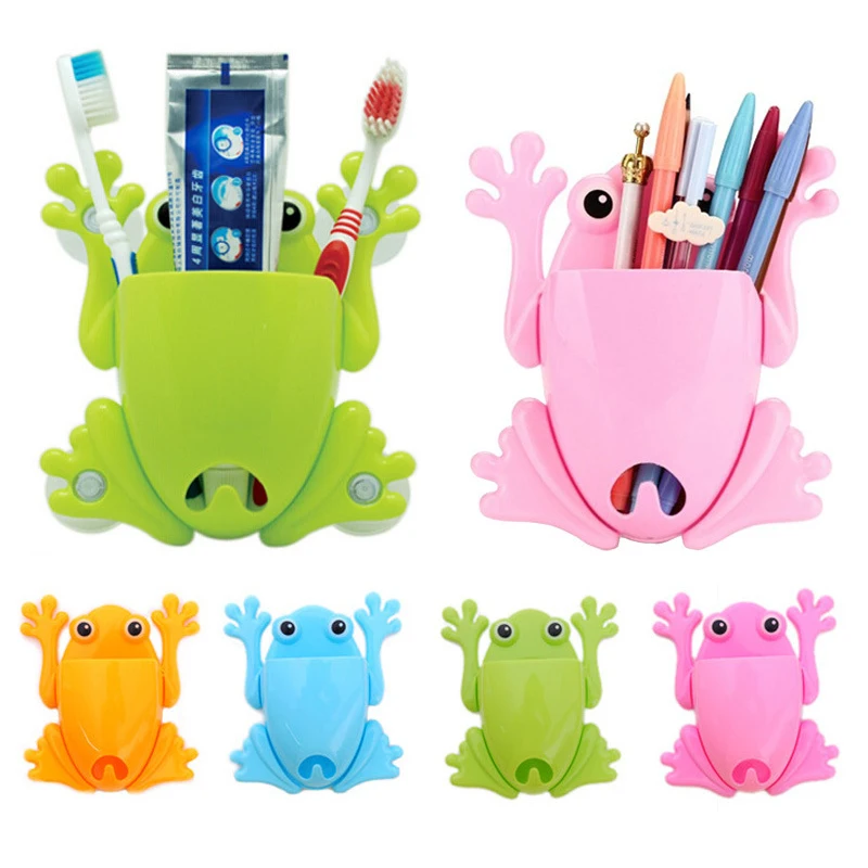 

Toothbrush Holder Children Frog Bear Cute Cartoon Household Bathroom Wall-Mounted Suction Cup Storage Shower Room Accessories