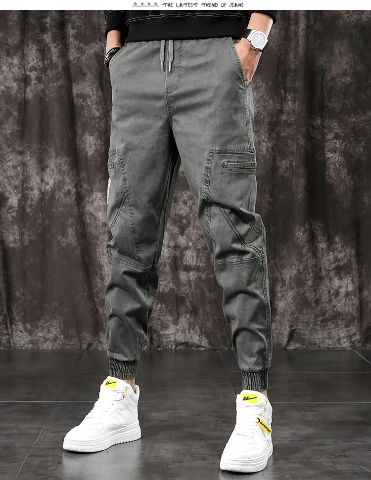 GG0255 Chao brand overalls: Men's loose large legged men's pants; black Harlan casual pants; small feet are versatile