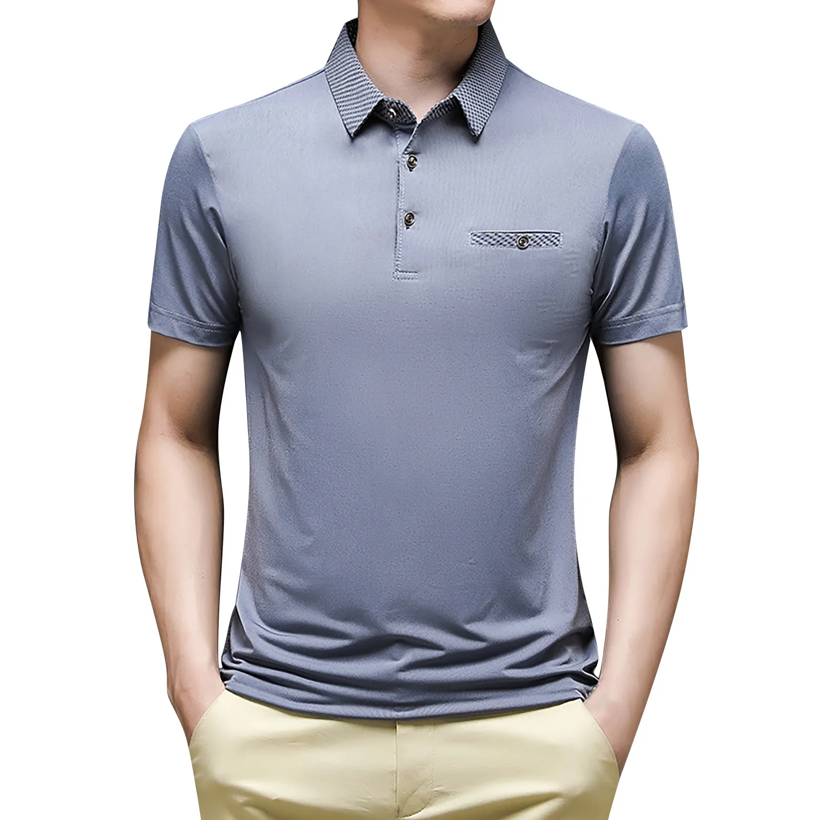 

Solid Color Polo Shirt Streetwear Shirts lapel Collar Casual T-shirt Short Sleeve Tees Dailywear Chemise homme outfits Blusas