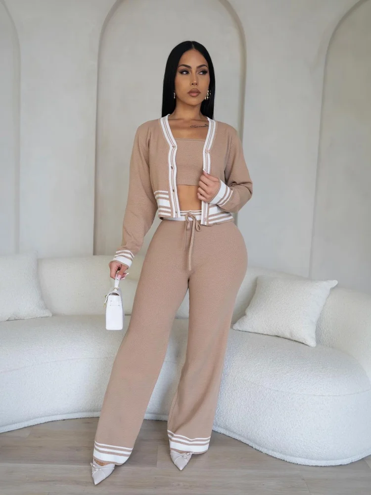 Пикантный Женский трикотажный комплект JRRY из трех предметов бюстгальтер без