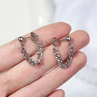 unique stainless steel pierced chain pendant stud earrings for men women punk steel punk rock earrings jewelry gifts wholesale