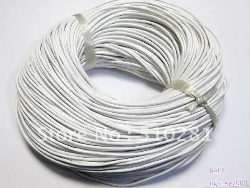 

100 meter white real round leather jewerly cord 1.5mm is on sale for