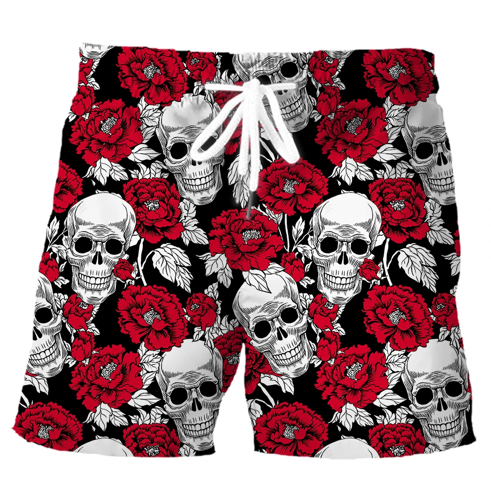 

CLOOCL Fashion Men Shorts Red Rose Skull Art 3D Printed Board Shorts Summer Casual Sports Pants Men Clothing Dropshipping