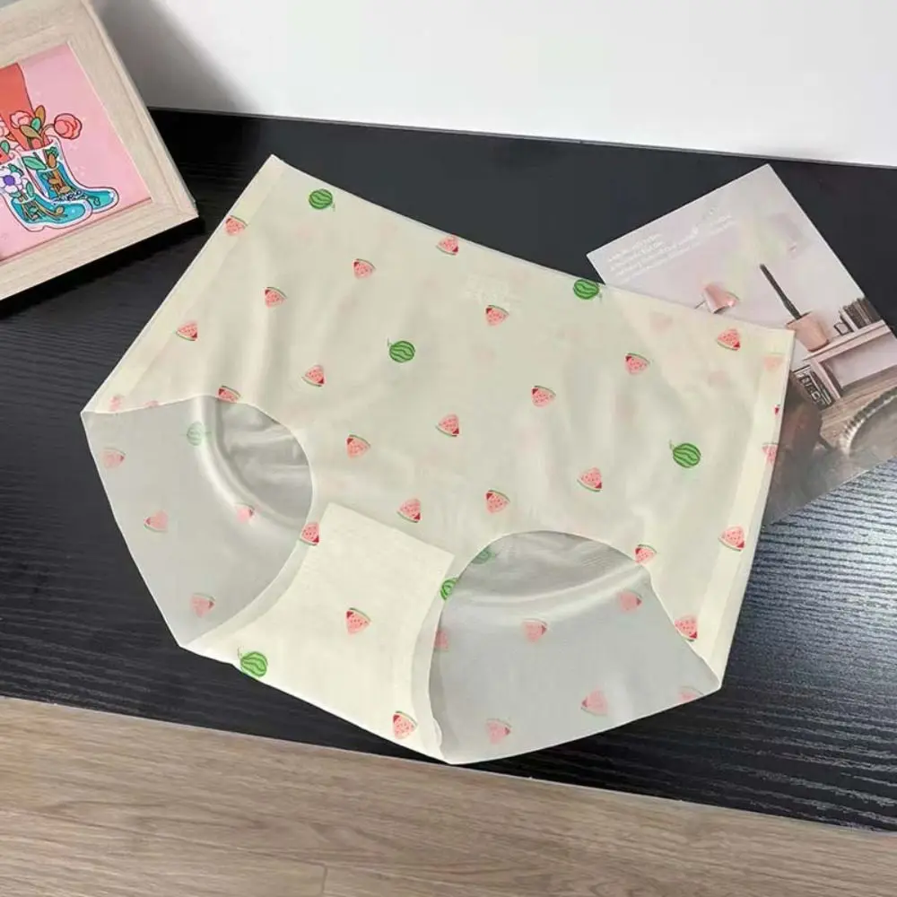 Трусики из ледяного шелка Sweet Watermelon тонкие простые бесшовные трусы нижнее белье