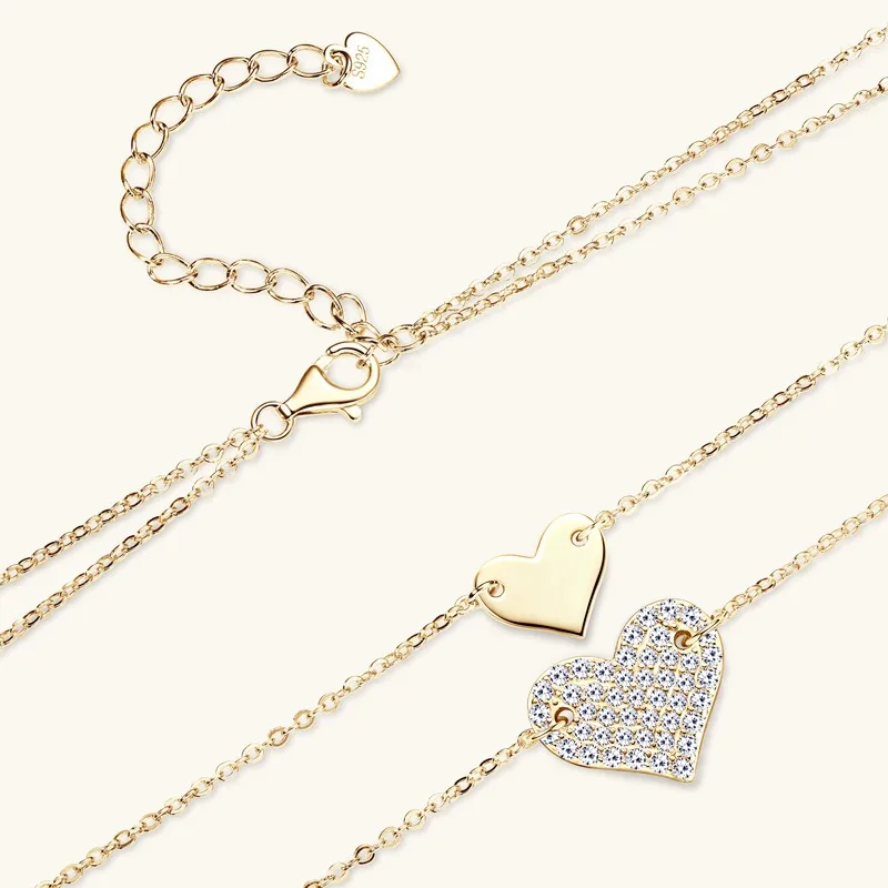 Nabest женское ожерелье из стерлингового серебра 925 пробы с двойным сердцем подарок