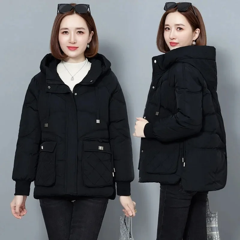Новинка 2024 корейские женские парки Зимняя Повседневная Свободная куртка-пуховик