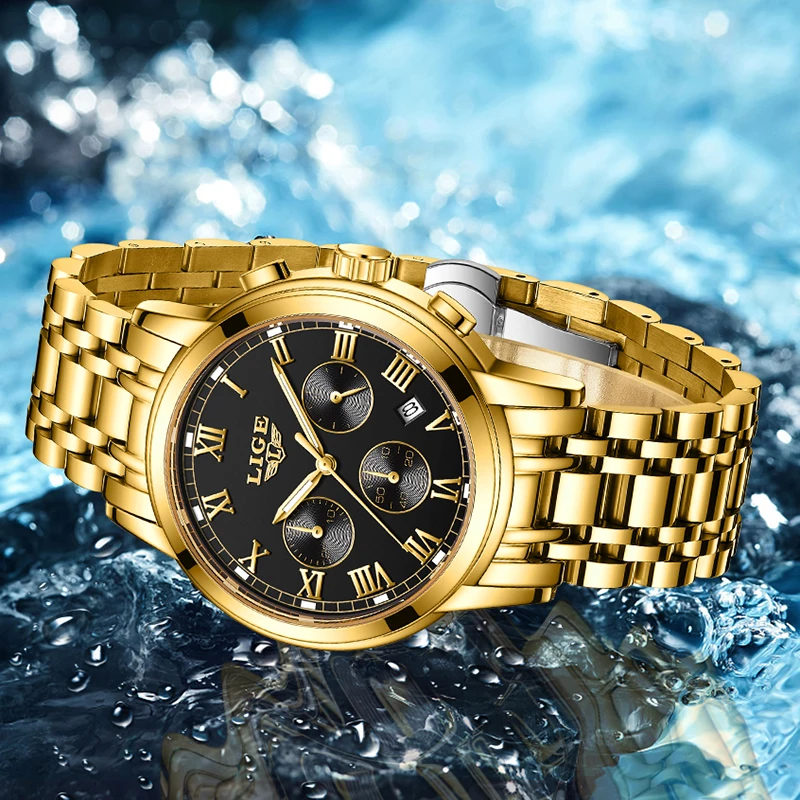 LIGE  New Fashion Women Watches Ladies Top Brand luxury Waterproof Quartz Clocks Watch Women Stainless Steel Date Gift Clock