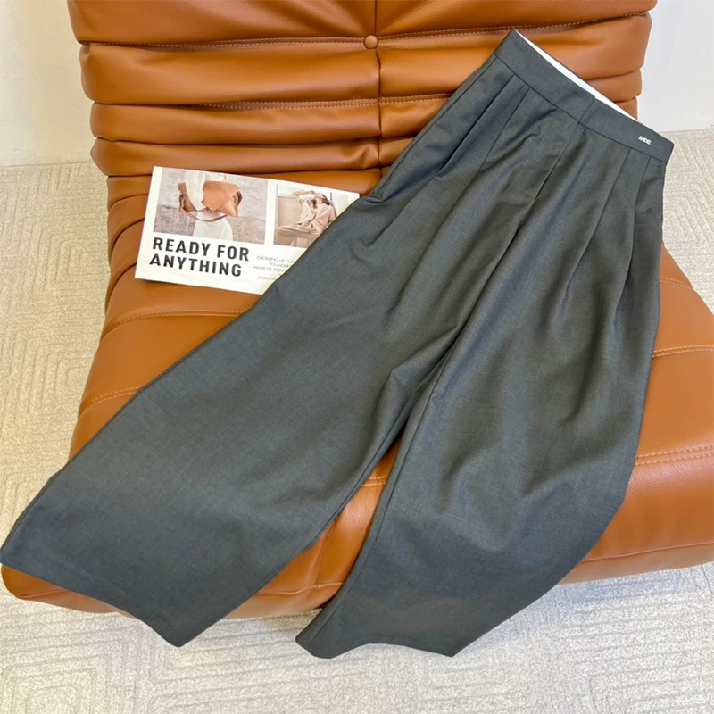 

22 Early Autumn Women Wide Leg Trousers High Waisted Stacked Mopping Straight Suit Pants Solid Color Fashion Casual Baggy Pants