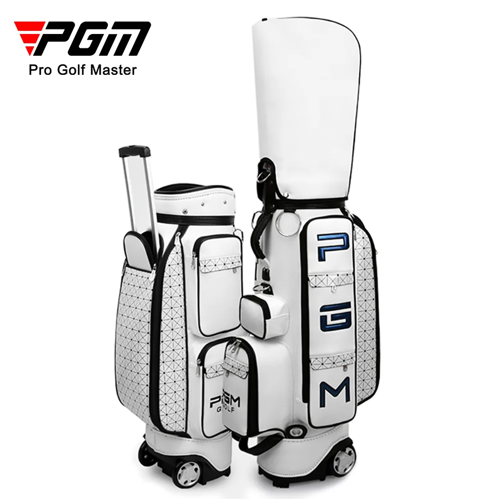 

Pgm Retractable Golf Aviation Bag Portable Pu Leather Golf Standard Bag Golf Large Capacity Travel Package With Wheels new