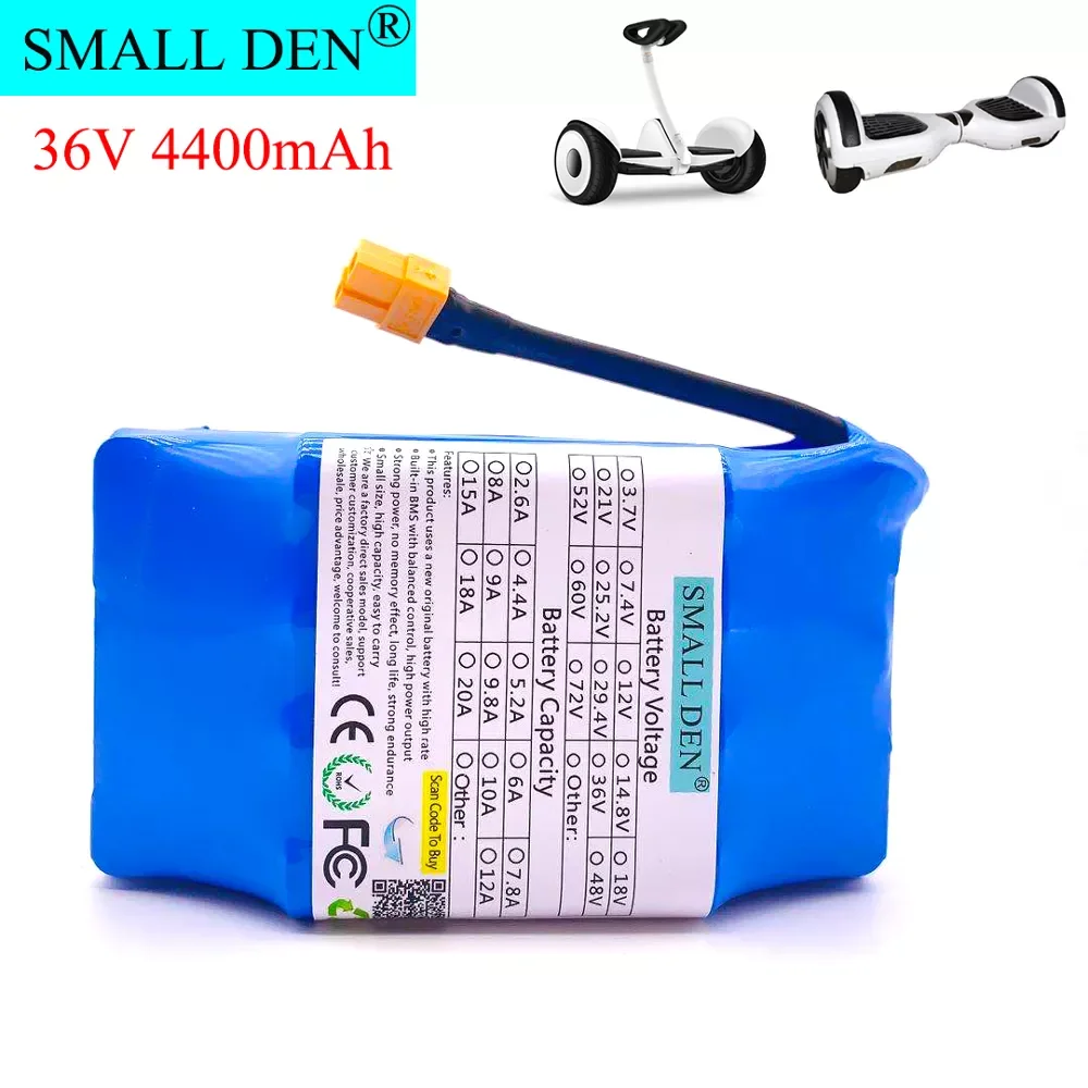

2023New 36V 4.4A 5.2A balance car battery pack 10S2P built-in BMS high power battery