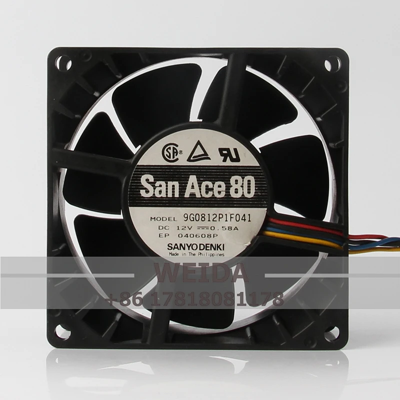 Вентилятор охлаждения 9G0812P1F04 для SANYO, 24 В, 48 В, 12 В постоянного тока, 8038 А, 80x80x38 мм, 8 см, дюйма, 4-проводной, ШИМ, Осевой поток, центробежный