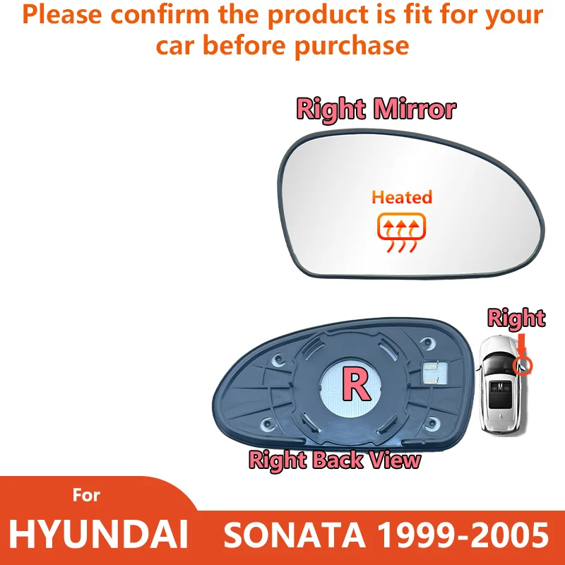 

Левое и правое зеркало заднего вида для Hyundai SONATA 1999 2000 2001 2002 2003 2004 2005, с подогревом/автомобильными боковыми зеркалами, детали линз