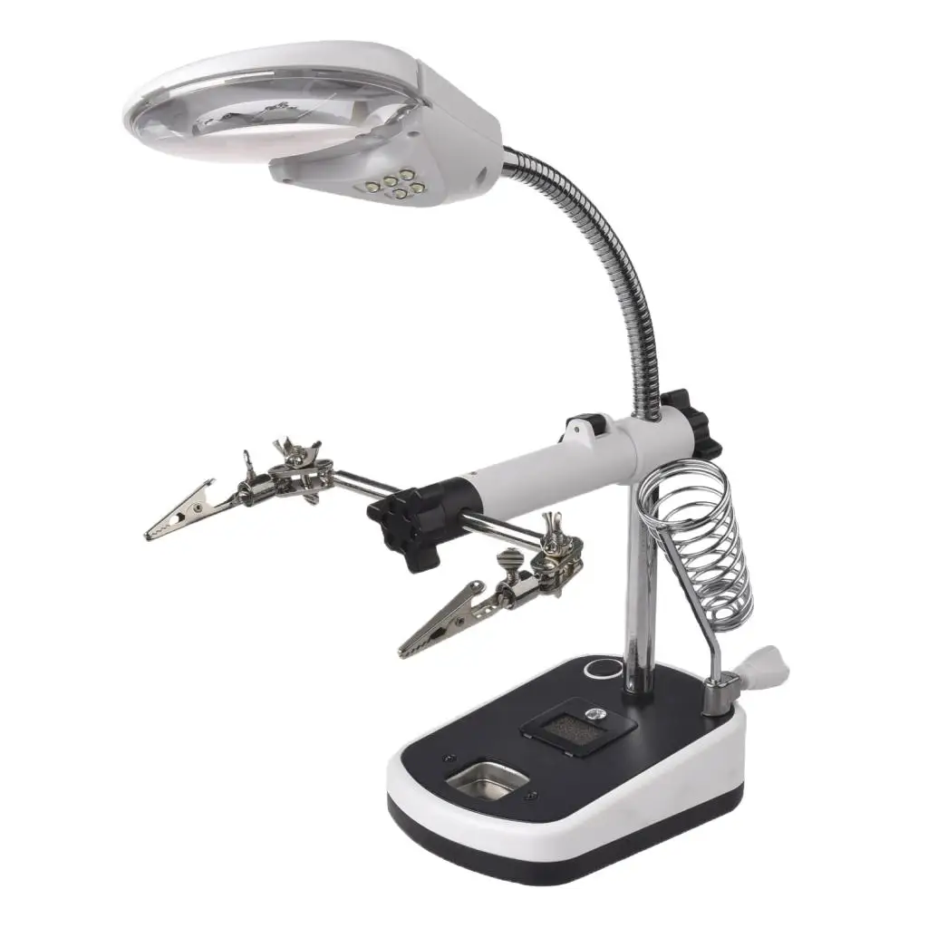 

Led Auxiliary Clip Magnifier Desk Lamp Magnifier Tool For Soldering Crafting