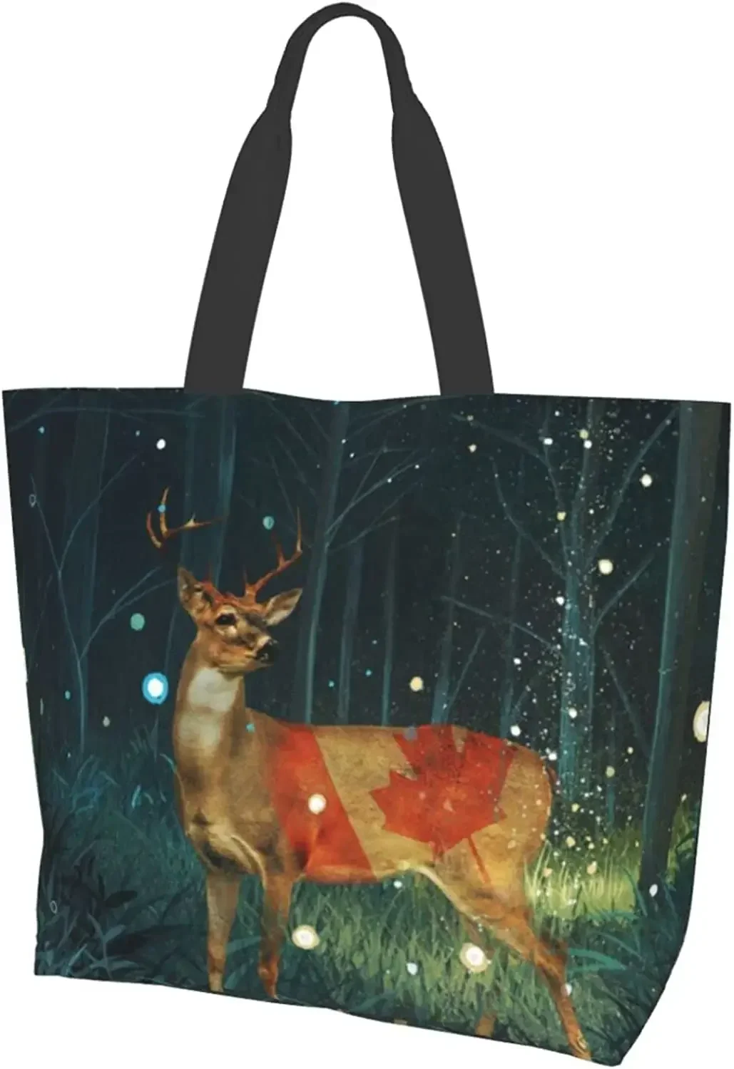 

Deer In The Fantasy Forest Women'S Large Capacity Shoulder Shopping Bag, Funny Animals Lightweight Crossbody Tote Organizer