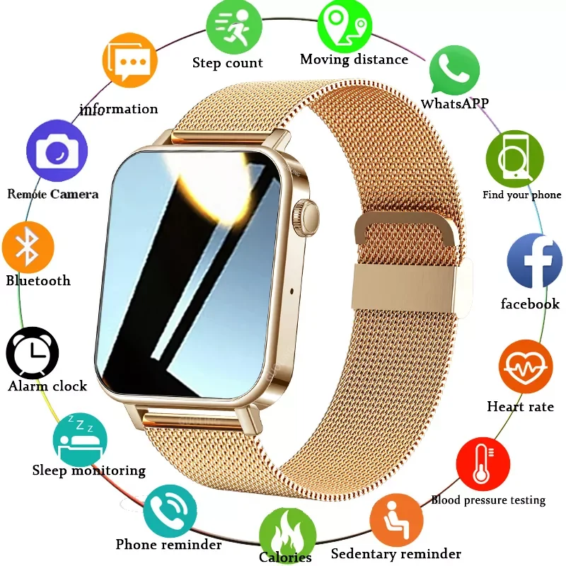 

Новинка 2021, женские умные часы, женские модные часы с Bluetooth, часы с функцией звонков, пульсометром и функцией сна для Android и IOS, водонепроницае...