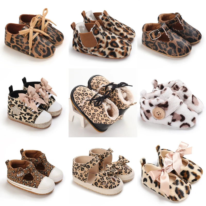 Leopard Theme Baby Shoes Boy Newborn Infant Toddler Casual Cotton Sole Anti-slip Breathable First Walkers Crawl Moccasins Shoes