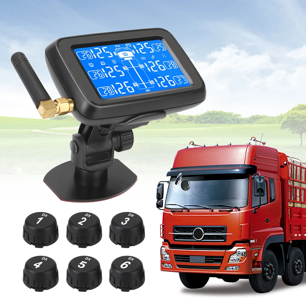 

Replaceable Battery Auto Truck BUS TPMS Digital LCD Display with 6 External Sensors Car Wireless Tire Pressure Monitoring System