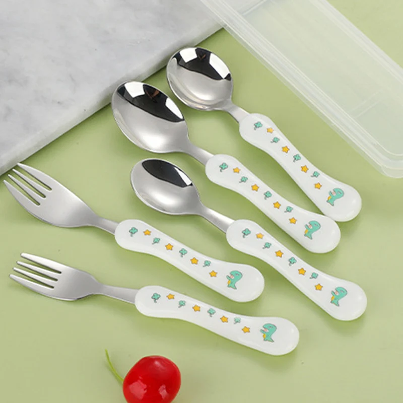 

Детские Ложки для кормления с героями мультфильмов 304, детская посуда из нержавеющей стали, ложка с короткими ручками, милые наборы посуды, детские вещи