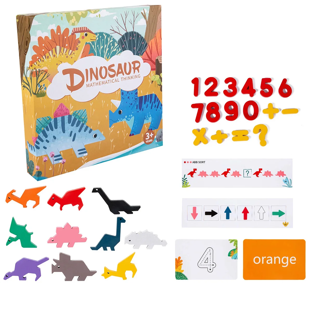 

Dinosaur Mathematical Thinking Toy Double-sided Cards Numbers Toy Educational Dinosaur Puzzle Matching Games for Kids Girls