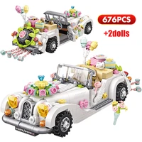 loz mini city romantic wedding car building blocks friends cartoon vehicle diy bricks toys for valentines day gift