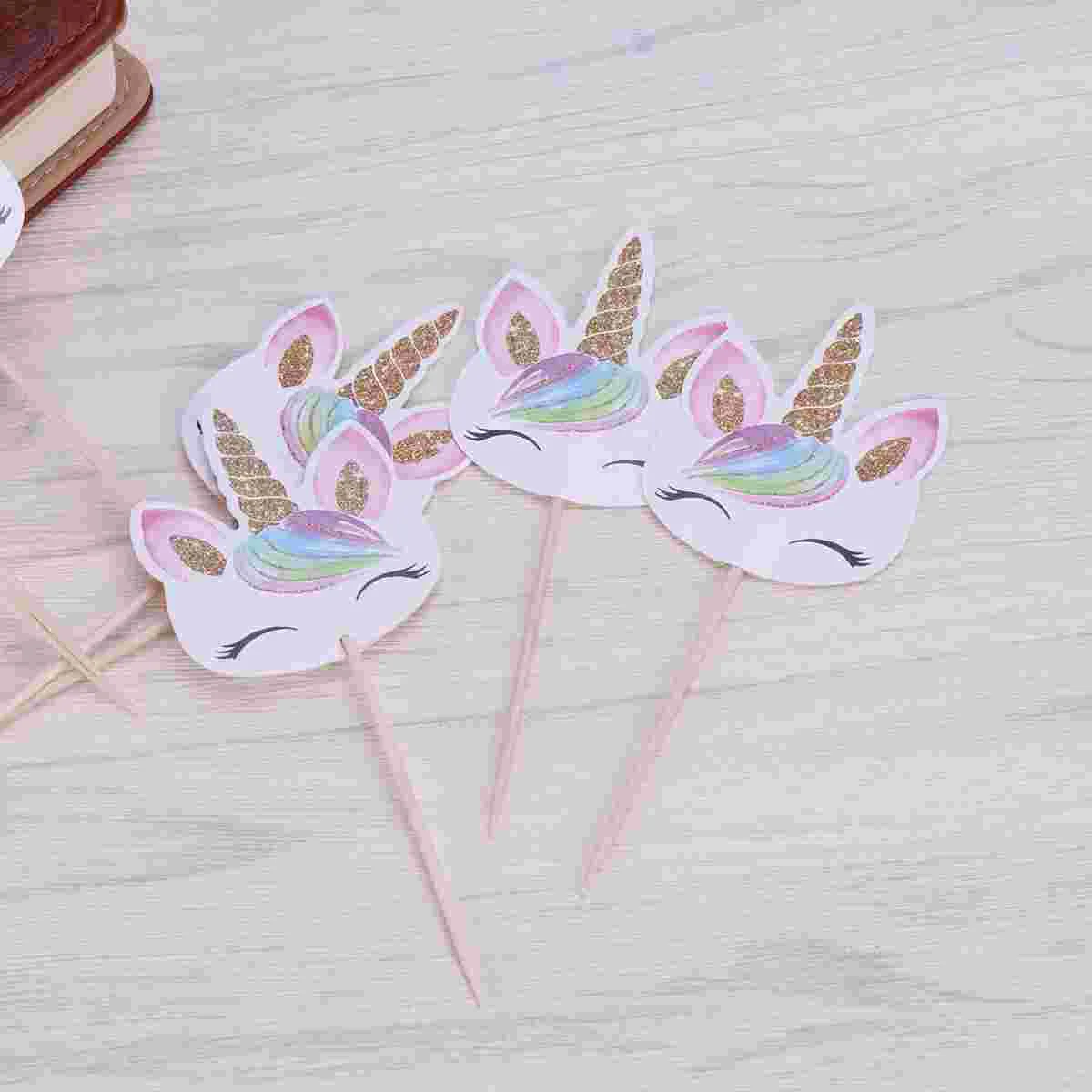 

Cupcake Topper Decorations Picks Rainbow Edible Fruit Toothpick Decoration Dessert Pan Pick Insert Horn Muffin Toppper Shower