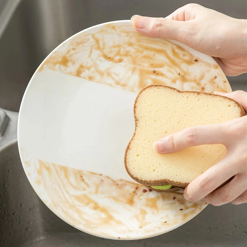 

Household Cleaning Gadget Toast Sandwich Shape Sandwich Type Dishcloth Washable Scrubber Tools Dish-washing Sponges Cute Sponges