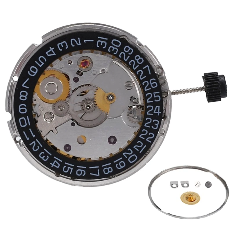 

2824-2 Automatic Mechanical Movement Engraved Fish Pattern Watch Accessories Black Calendar