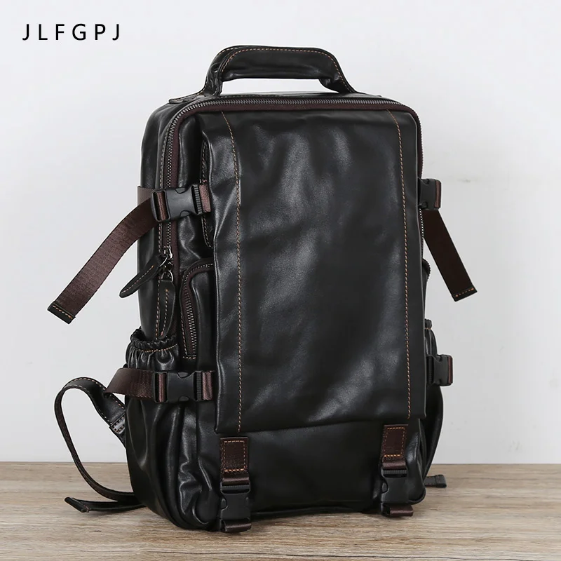 

Retro First Layer Cowhide Men's Backpack Multifunctional Large Capacity Leather Leisure Travel Backpack