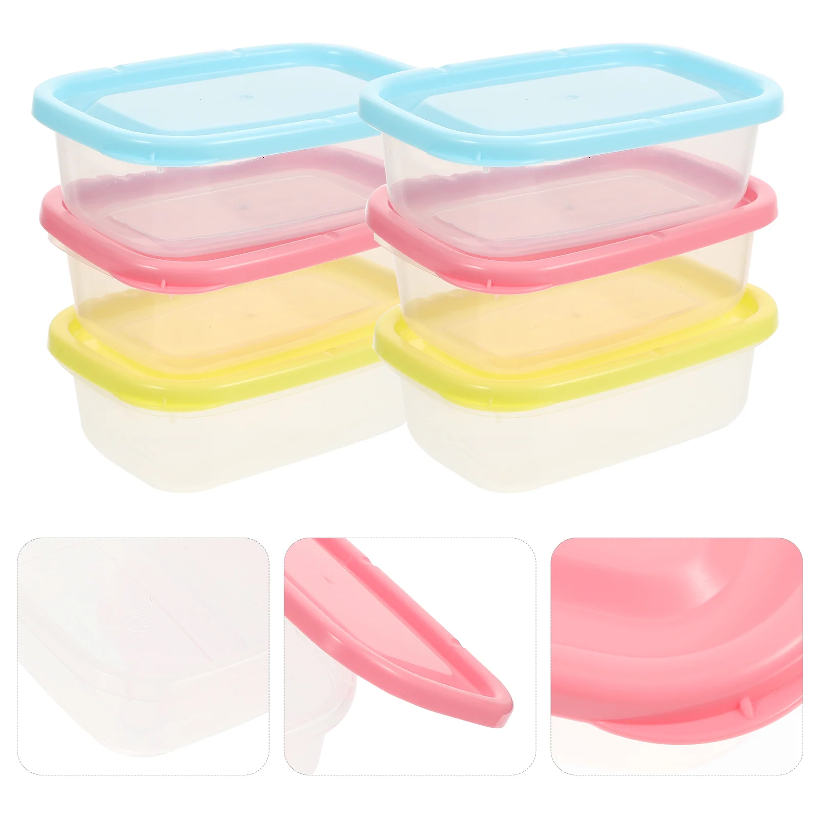 

6Pcs Lunch Containers Kitchen Small Containers Multi-function Boxes Reusable Freezer Boxes for Home Kitchen