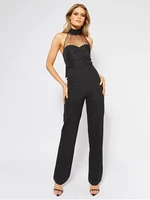 fashion summer straight long ladies jumpsuit women spliced elegant bodysuit black overalls for women sexy one piece outfits 2022