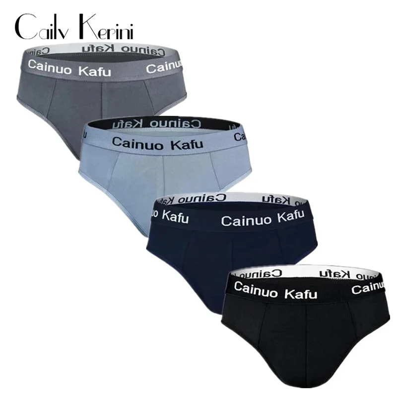 

Трусы Cailv Kerini мужские Бесшовные, эластичные хлопковые брифы, большие размеры, 4 шт./лот