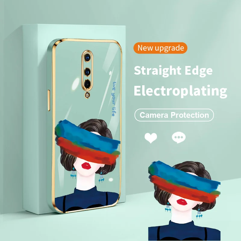 

Graffiti Eyes Girl Plating Lens Protection Phone Case for OnePlus 8 8 Pro 8T 9 9 Pro Nord 2 Nord CE 2 5G Soft TPU Silcone Square