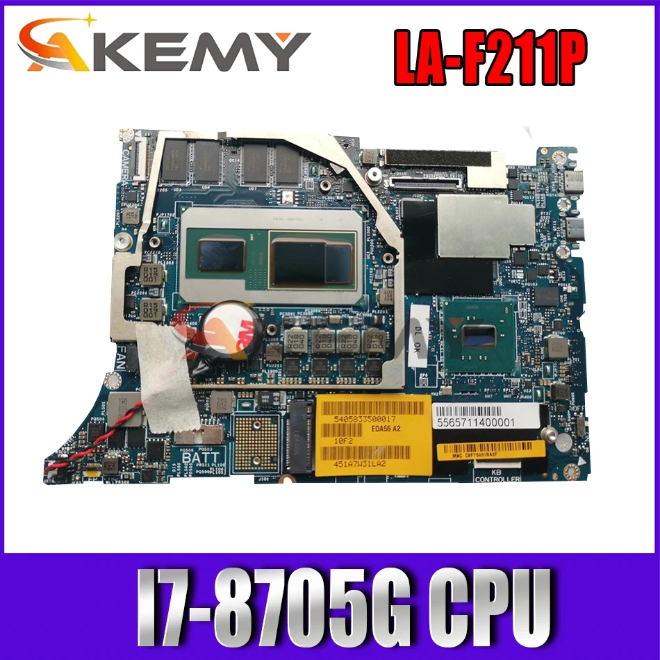 

Материнская плата Akemy X81T6 LA-F211P с процессором I7-8705G для DELL Precision 5530 2 в 1, материнская плата для ноутбука, протестированная полная 100%