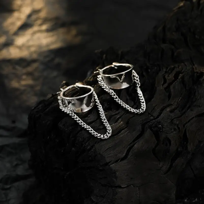 Серьги-кольца из стерлингового серебра 925 пробы с геометрической длинной