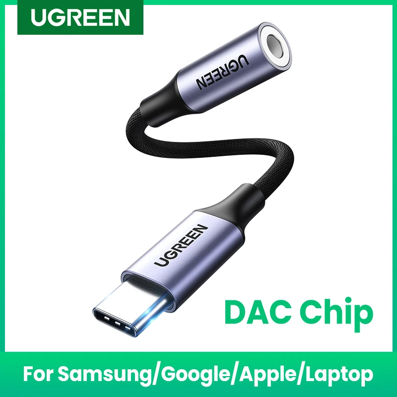 UGREEN-Adaptador de auriculares USB tipo C a Chip DAC de 3,5mm, Cable...