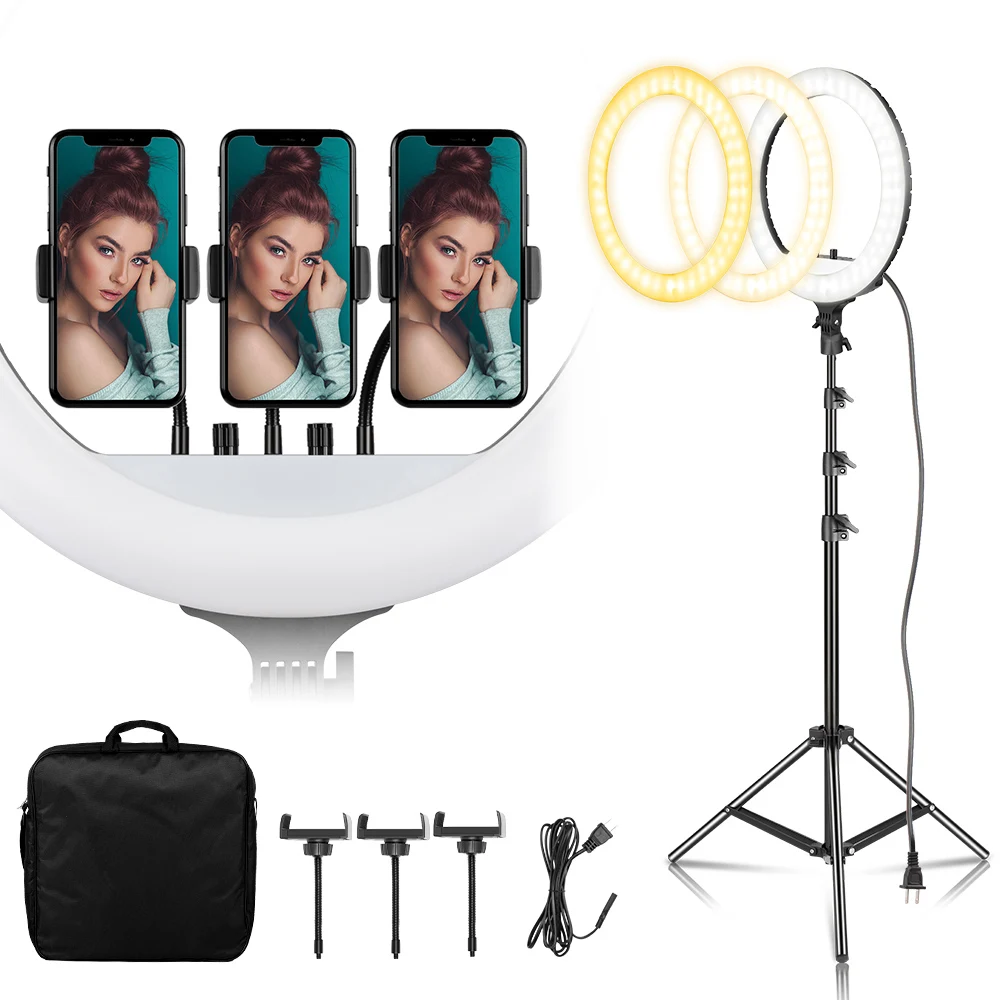

55W LED Ring Light Kit 18 Inch Ring Lamp Photo Light Ring for YouTube Makeup Studio Photography Ringlight with Light Stand