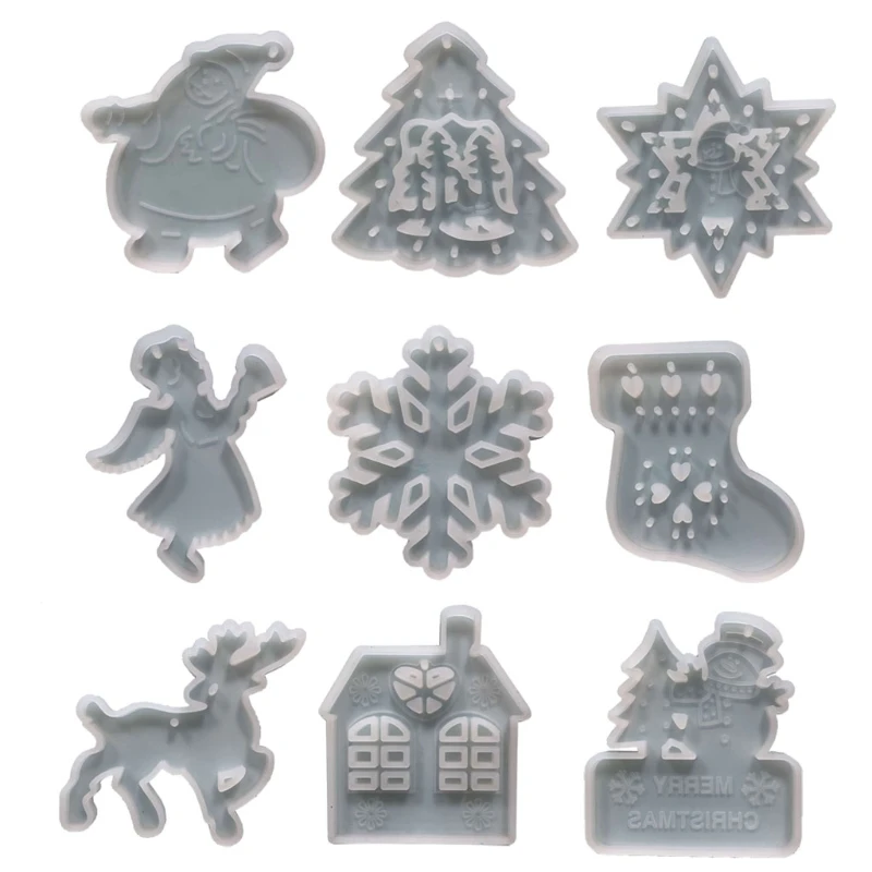 Shiny Glossy Resin Molds Christmas Keychain Silicone Mold DIY Keychain Pendant Jewelry Epoxy Resin Crafting Molds