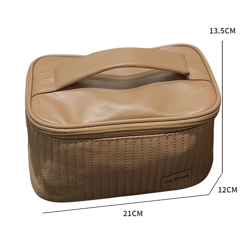 Large Capacity Makeup Bag Women Makeup Organizer Handbag PU Leather Girls Fashion Storage Bag Travel Bathroom Toiletry Bag
