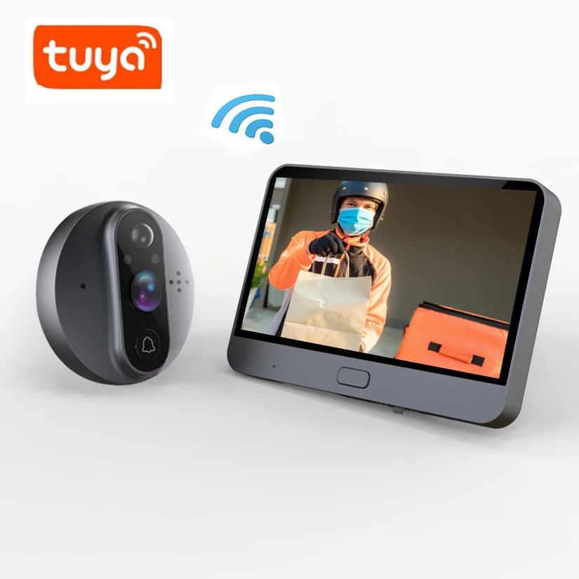 

Hd Smart Wireless Door Viewer Recorder Hidden Video Peephole Door Bell Camera Monitor Tuya Metal Visual Doorbell With Intercom